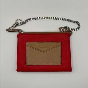 Givenchy Red and Tan Leather Pouch with Chain
